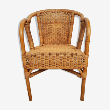 Fauteuil ancien en osier et bambou années 60