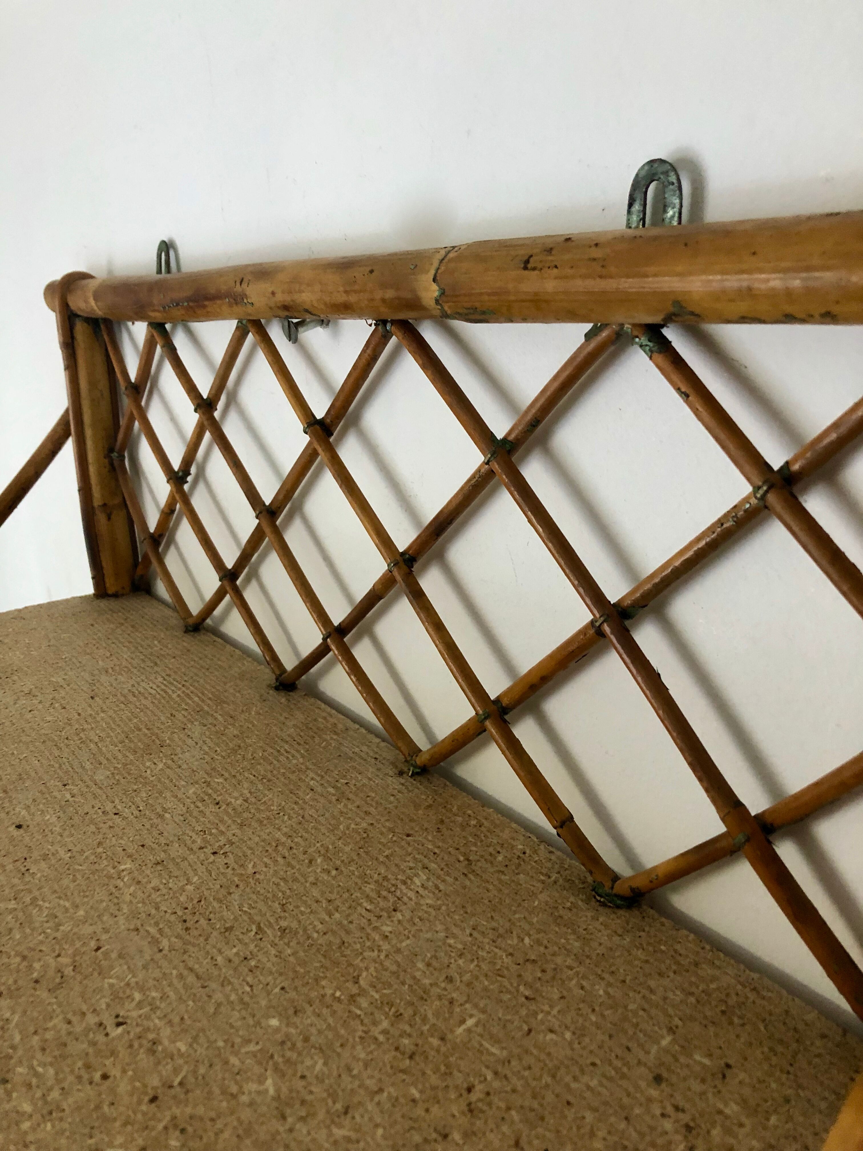 Rattan wall shelf, 50s