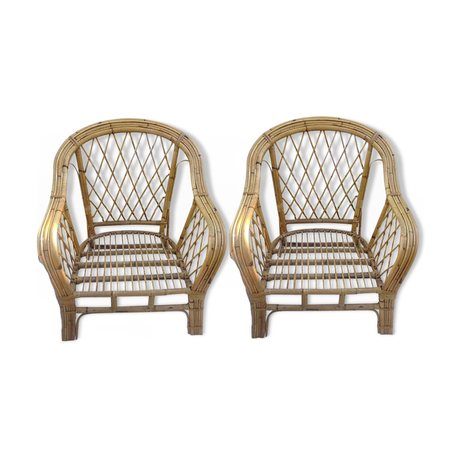 Pair of rattan armchairs