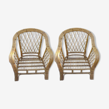 Pair of rattan armchairs