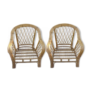 Paire de fauteuils en - rotin
