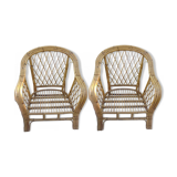 Paire de fauteuils en rotin