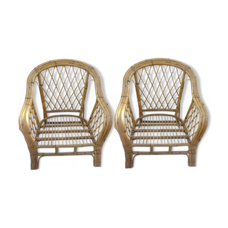 Pair of rattan armchairs