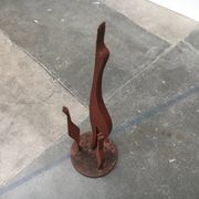 Sculpture d'oiseau grue en métal du milieu du siècle