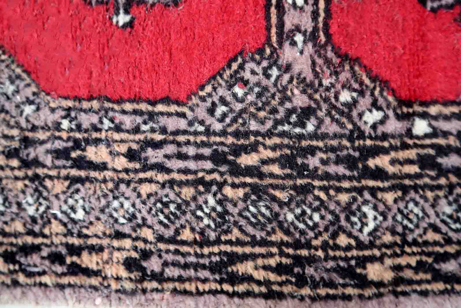 Vintage carpet Uzbek Bukhara handmade 63cm x 103cm 1970s