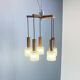 5-bulb cascade lamp, rosewood, chrome and textured glass shades, 1960s