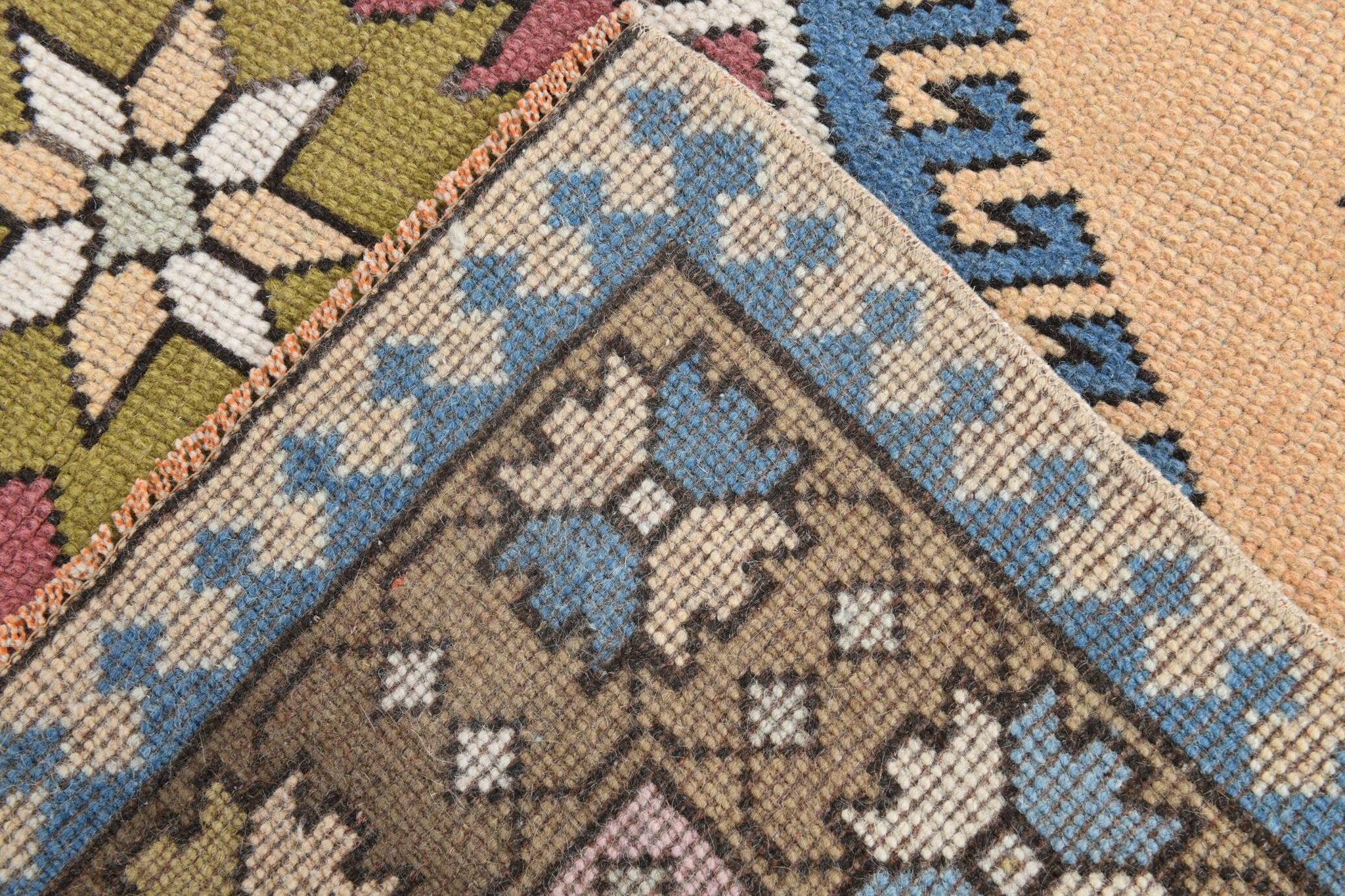 Mustard Pink Oriental Pattern Turkish Rug, 135x232Cm