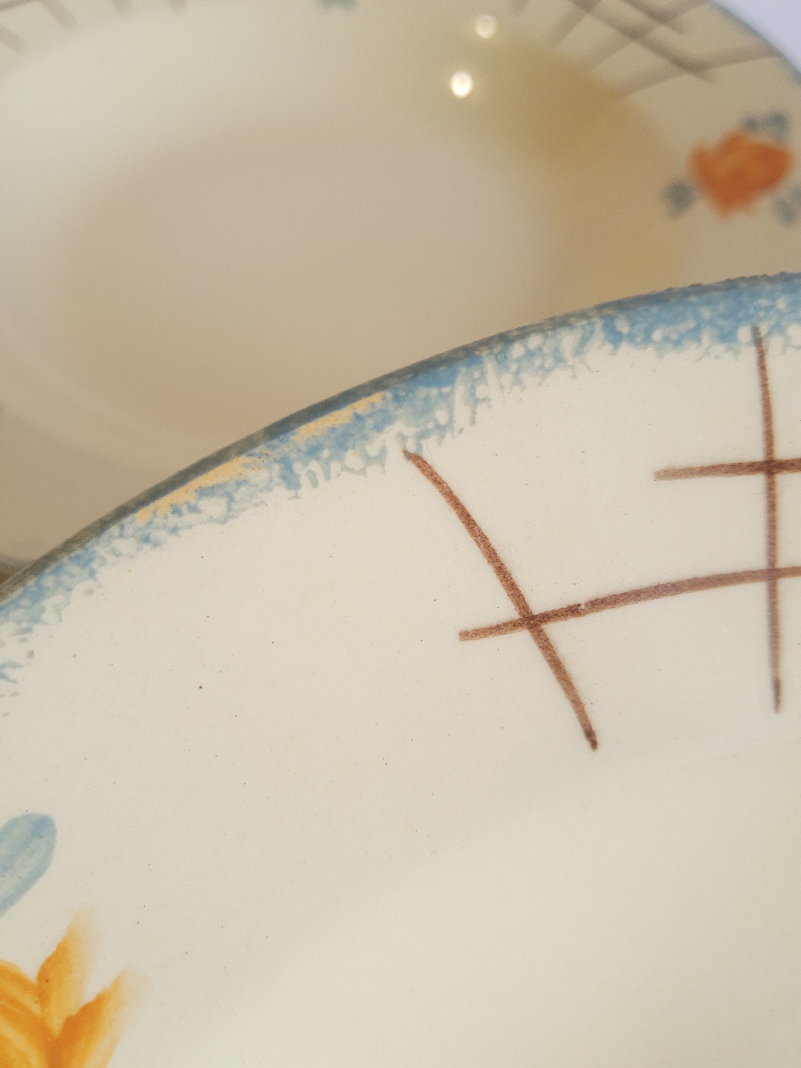 Set of 3 vintage old soup plates