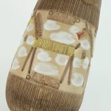 Italian mid century vase fratelli fanciullacci horse sgraffito decor rare glaze variation