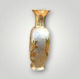 Vintage enamelled brass vase with owl decoration – handcrafted