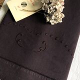 Old linen and cotton sheet tinted eggplant