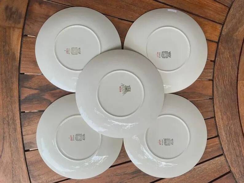 Set of 5 dessert plates Gien – model 4607 vintage - Diameter 19.5 cm