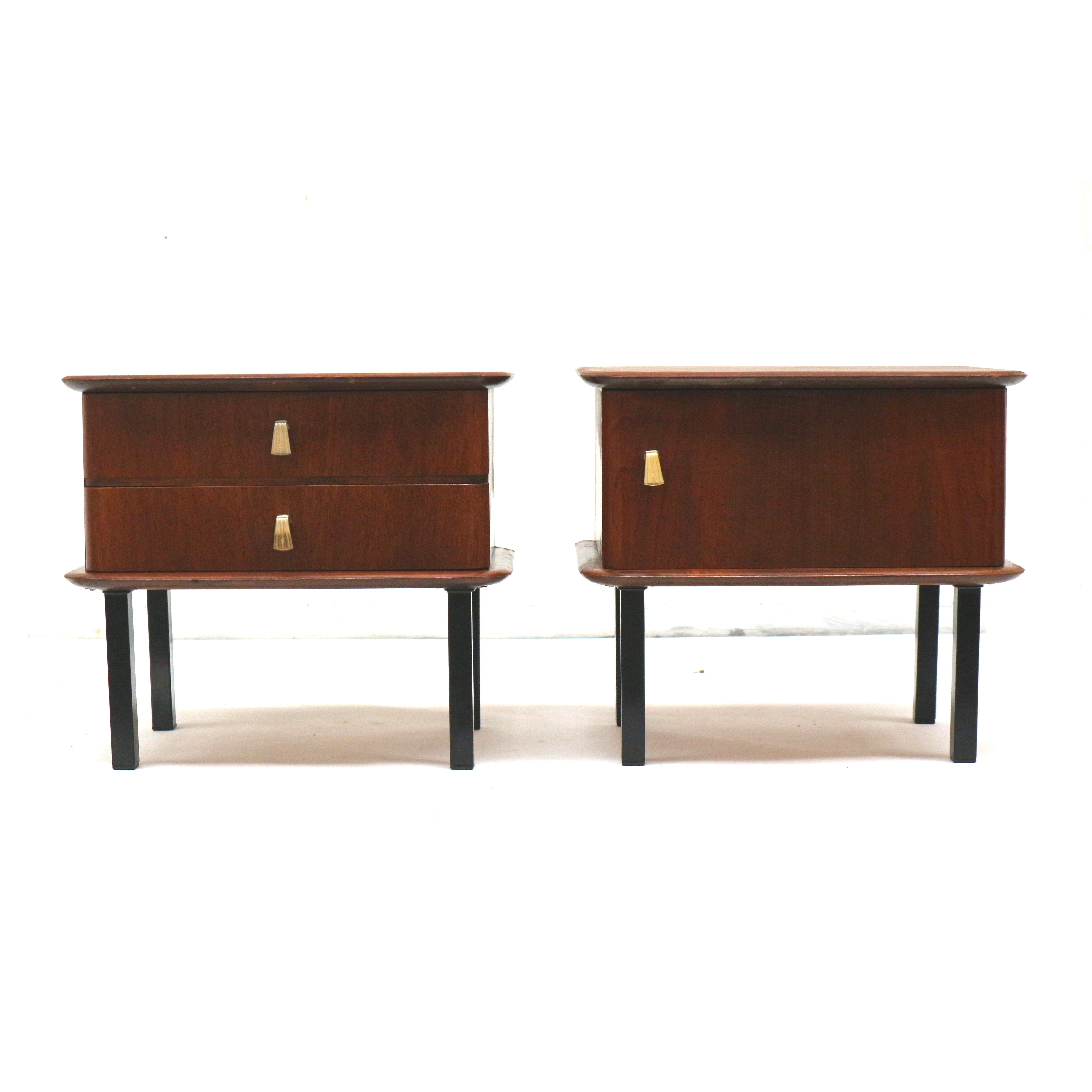 Set of 2 vintage bedside tables made in the 1950s