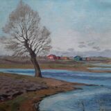 Tableau impressionniste scandinave, signé de 1922