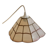 Vintage suspension in pink mother-of-pearl – Stained glass style