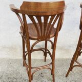 2 tabourets de bar en bois avec accoudoirs