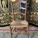 6 light beech mulched chairs