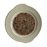 Plat à gâteaux en faïence motif cachemire vintage