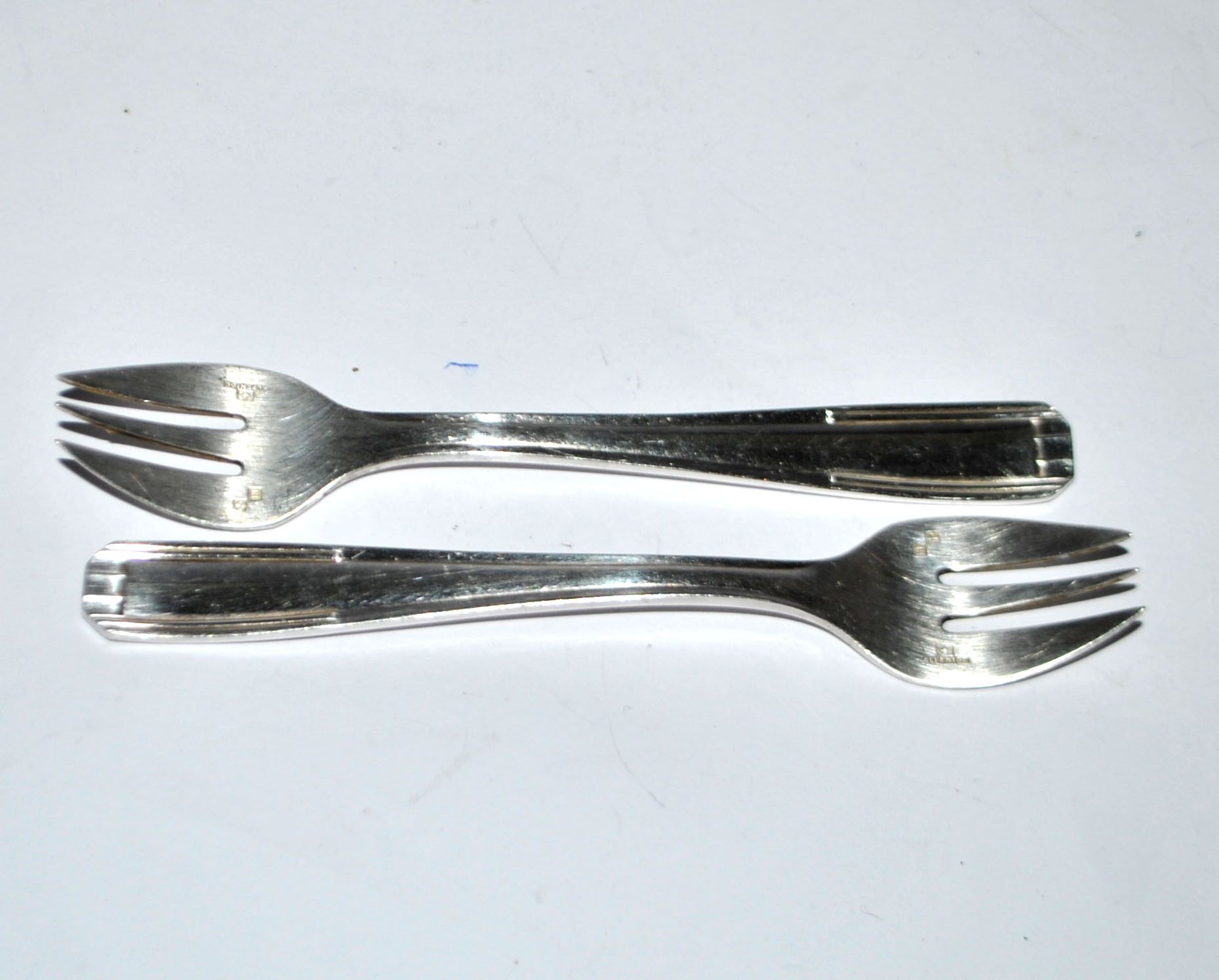 Christofle Alfenide – Lot of 2 dessert forks model Paris silver-plated Art Deco