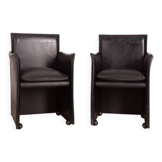 Leather Break 401 Chairs by Mario Bellini for Cassina, Set of 2