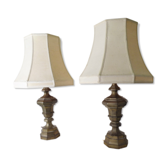 Pair of vintage 70s brass lamps