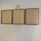 Mirror triptych barber ivory vintage 1960 - 30 x 77 cm