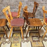 Set of 6 mismatched Baumann style bistro chairs from the 1970s