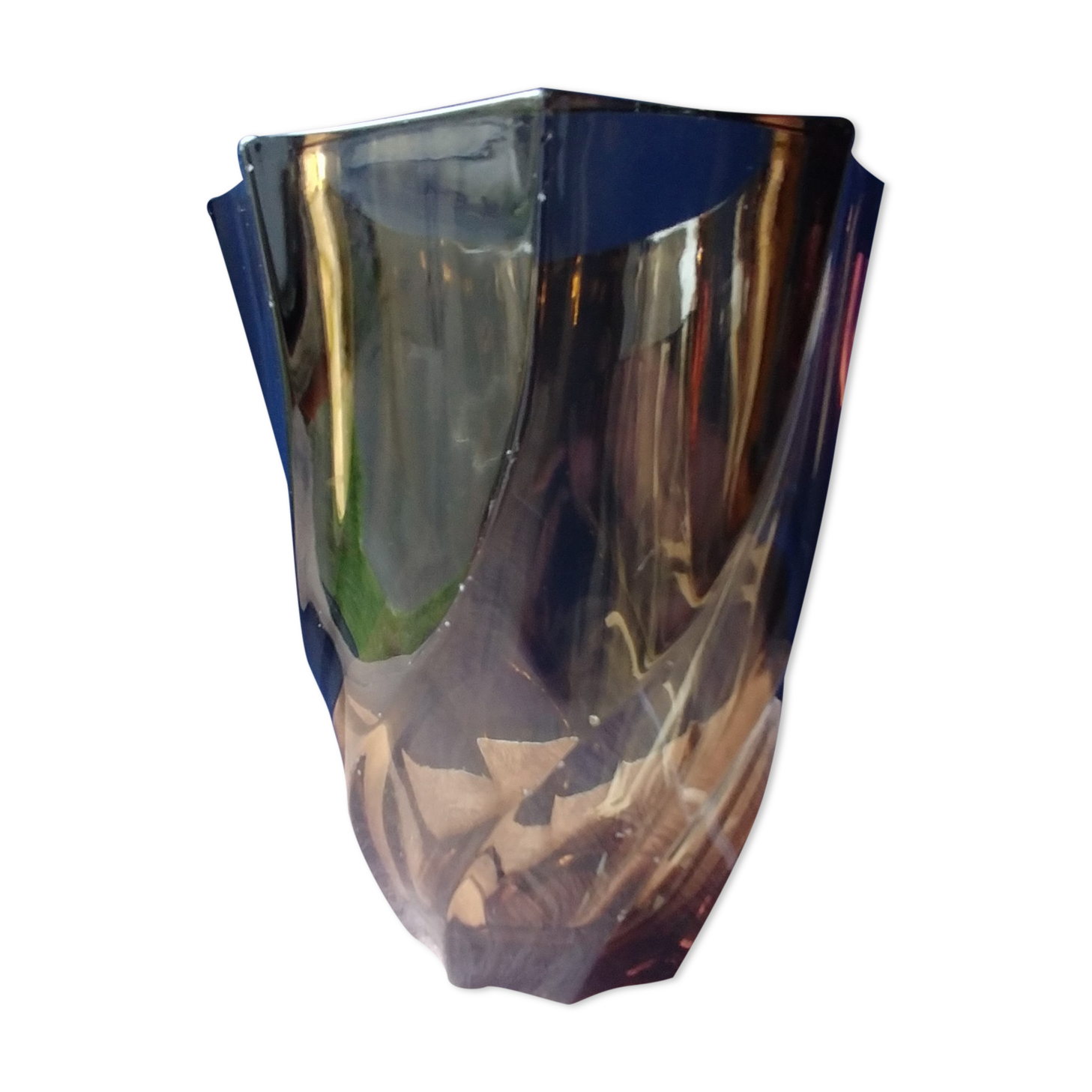 Vase in smoked glass vintage 70s