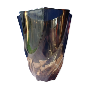Vase in smoked glass vintage 70s