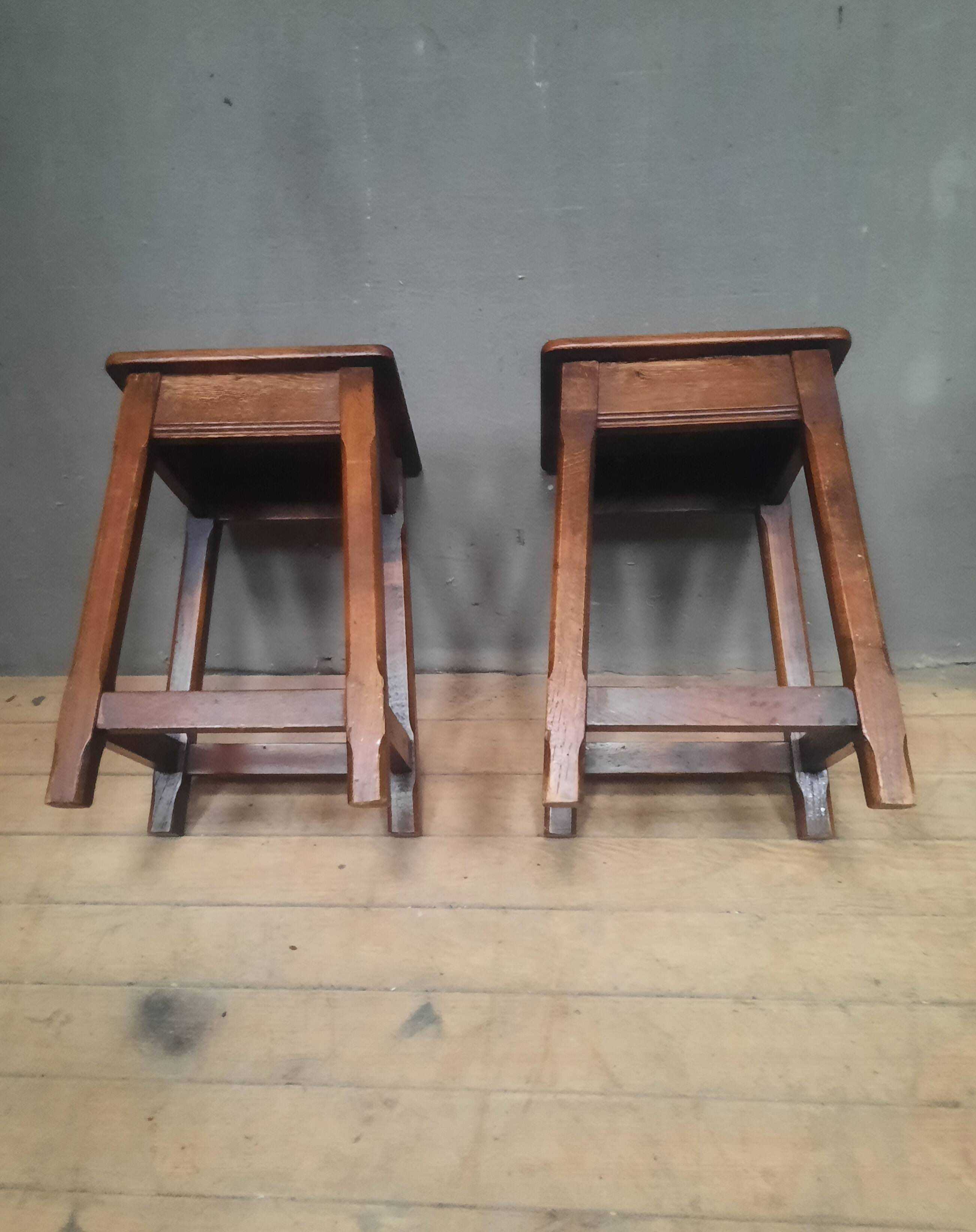 Pair of solid oak stools