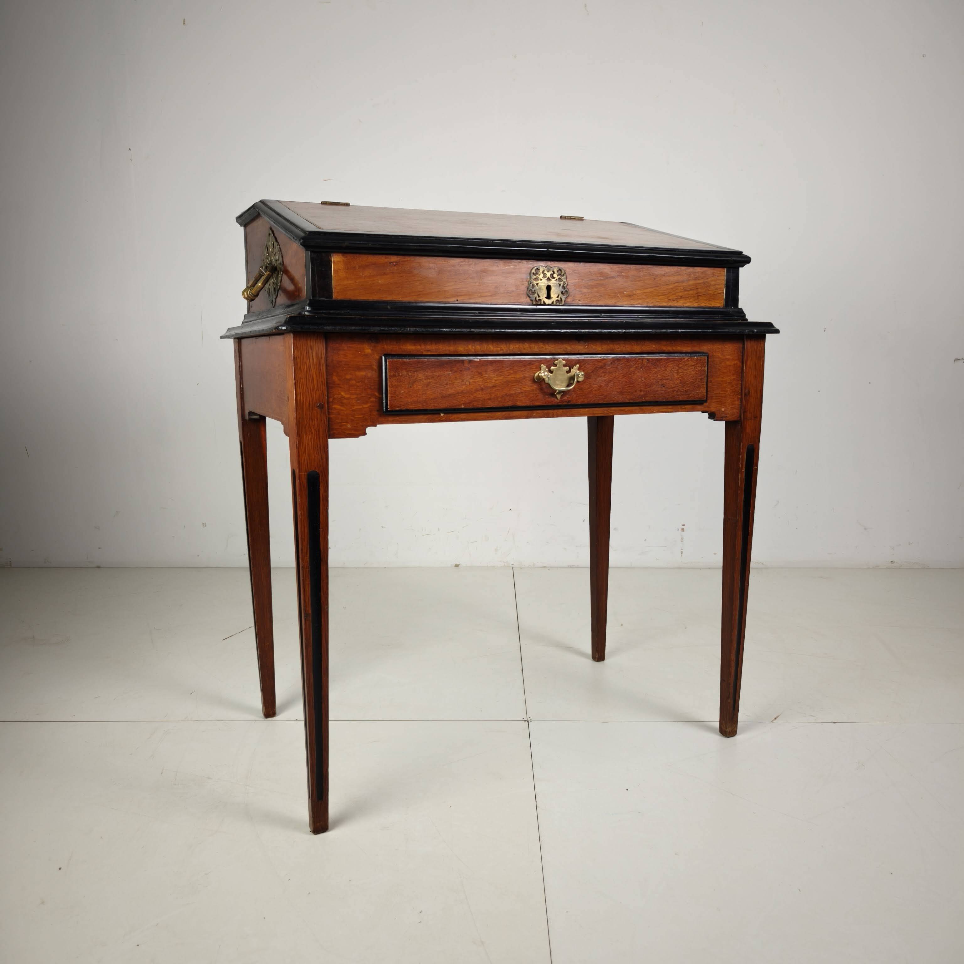 18th Century Indonesian Amboyna & Ebony Portable Writing Desk, custom stand