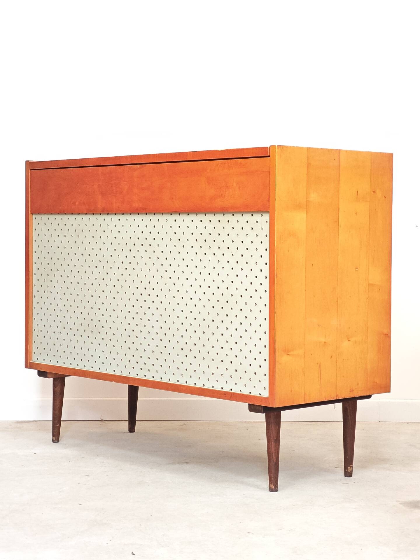 Czech blue blanket storage chest 1970