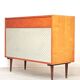 Czech blue blanket storage chest 1970