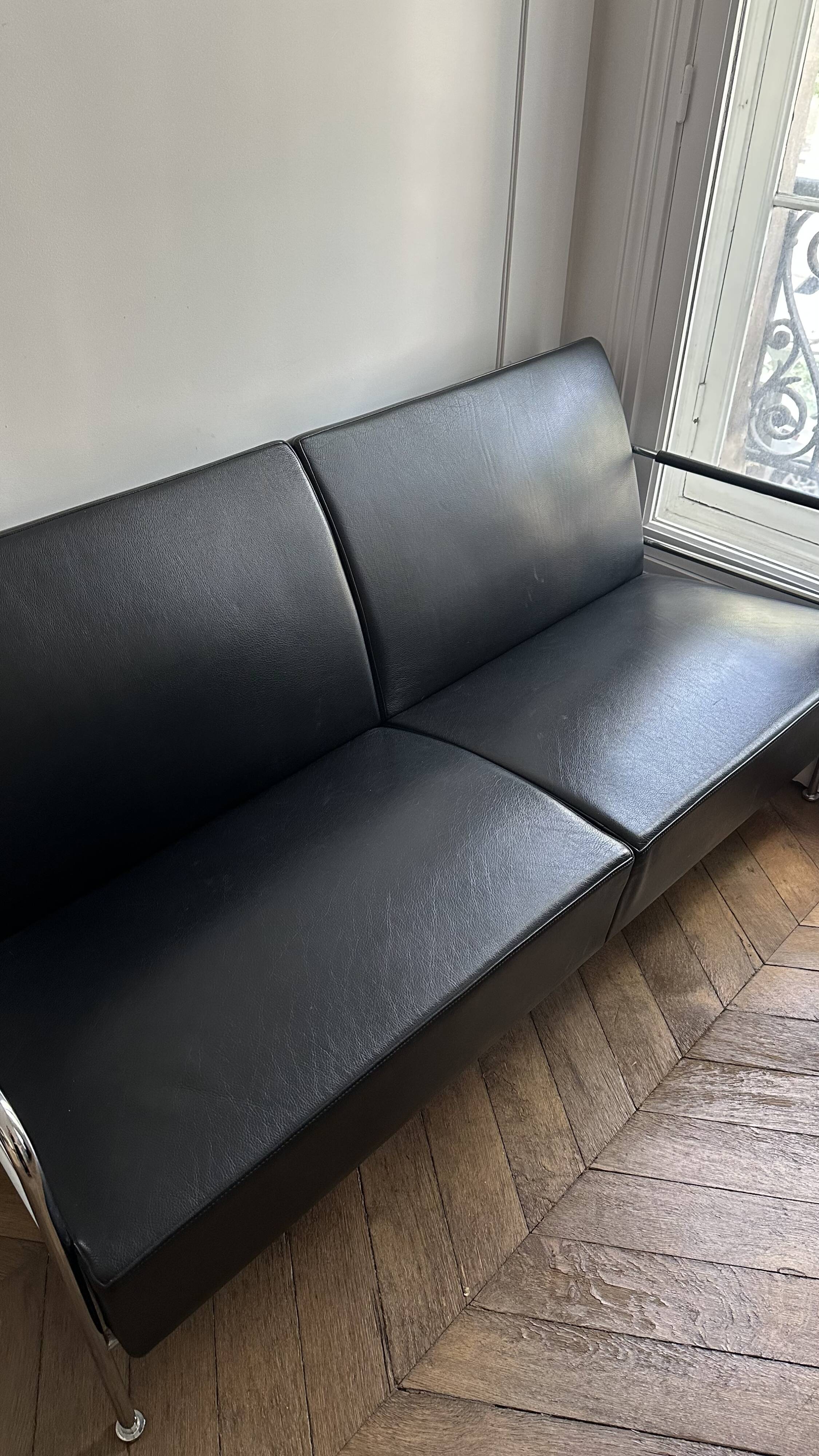 Canapé et fauteuil en cuir noir suédois de Gunilla Allard pour Lammhults