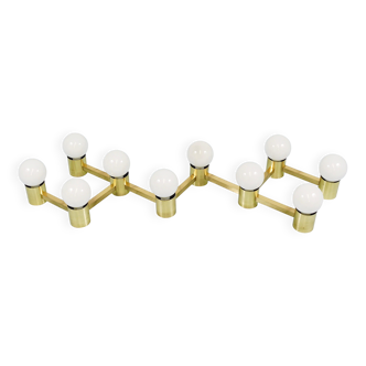 Grand lampadaire et applique murale en laiton style zigzag Sciolari, Autriche, années 1970