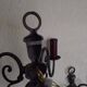 Pair of double Flemish style wall sconces in French silver from the period, with red drops 51.