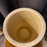 Cache pot en ceramique couleur gres clair forme ronde