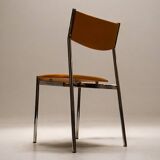 c. 1970 - Set of four chairs in yellow leatherette and chrome -