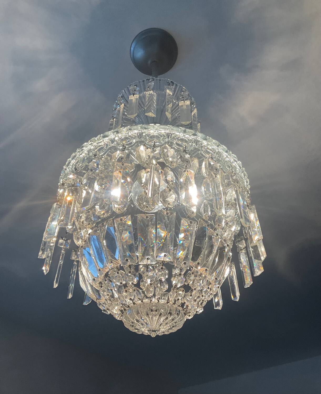 Bohemian crystal basket chandelier