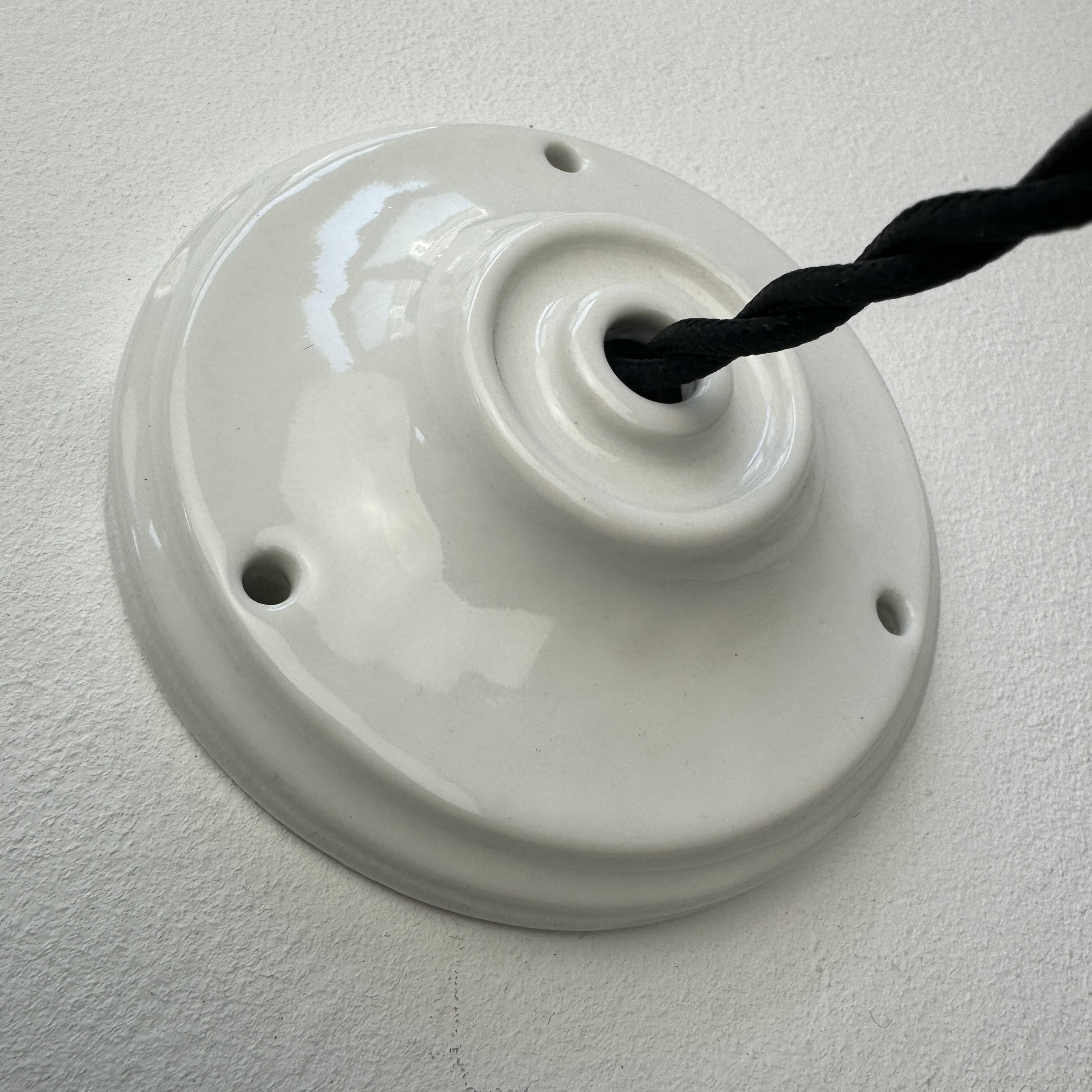 Pair of old vintage round opaline pendants
