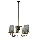 Mid-Century Brass Chandelier, 1970s, Czechoslovakia