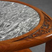 Art Nouveau Side Table in Walnut and Marble, France ca. 1915