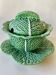 Vintage green soup tureen in majolica large model – Cabbage design – 1970s