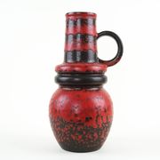 Monumental Fat Lava ceramic vase in black and red, West Germany, 1970s
