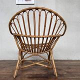 Bohemian armchair shabby chic rattan 1950