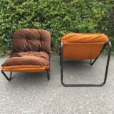2 brown armchairs from the 70