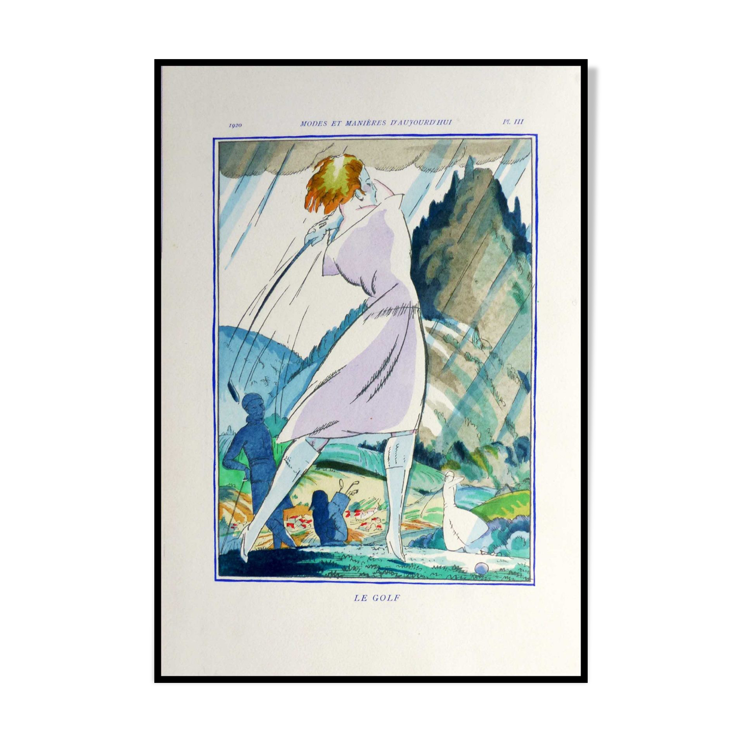 Original lithograph stencil Robert Bonfils Golf board III 1920