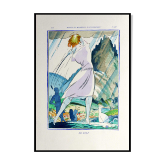 Original lithograph stencil Robert Bonfils Golf board III 1920