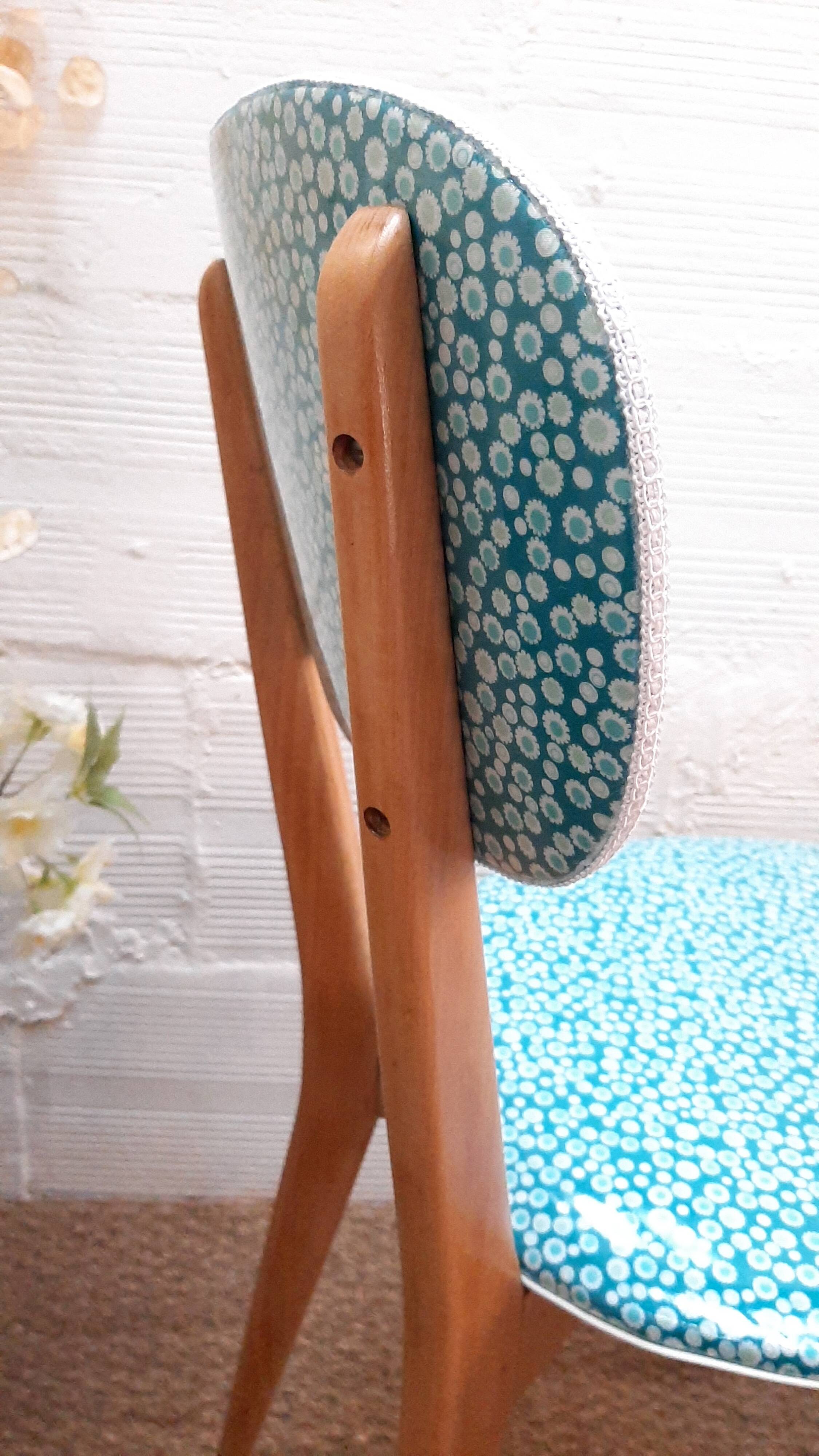 Vintage 1950s bistro chair revisited Petit Pan fabric