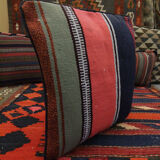 Kilim Rose Bleu Coussin Housse Fait à la Main- 42x42cm